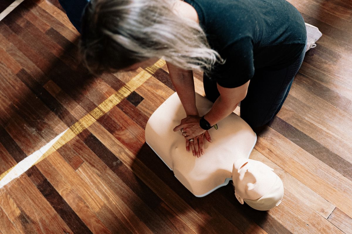 CPR practice on a training mannequin